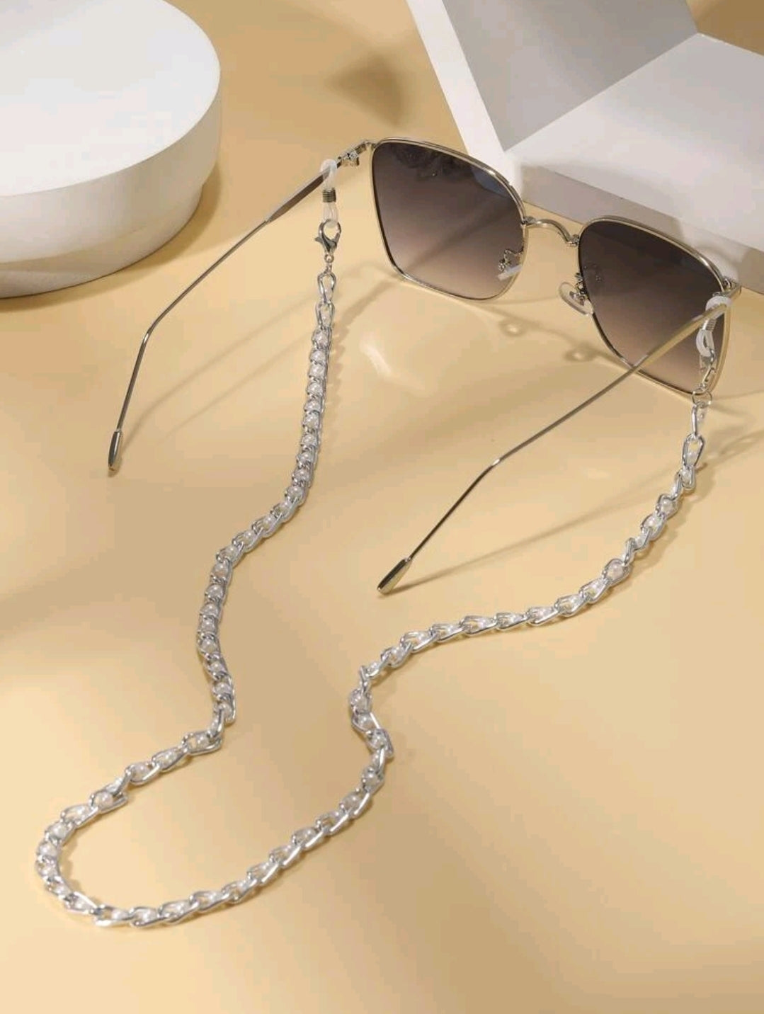 Silver & White Ombre Chain Sunglasses