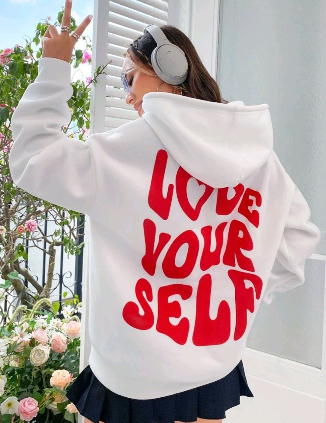 White & Red Love Hoodie