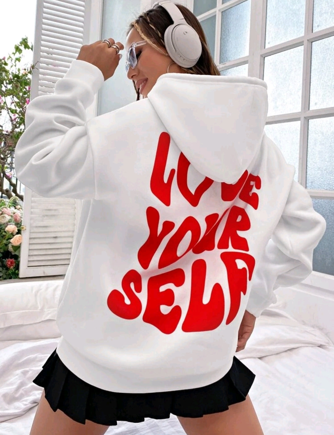 White & Red Love Hoodie