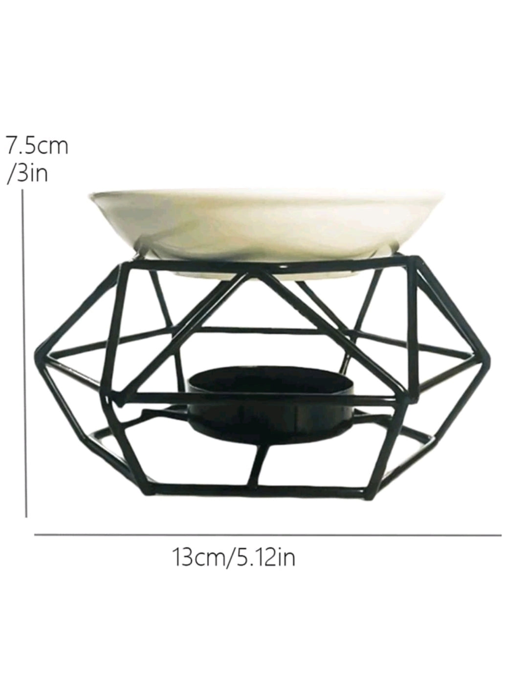 Black Geometric metal Wax melts burner, metal wax melt burner, tea light burner