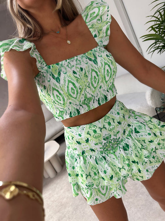 Green Paisley Short Set