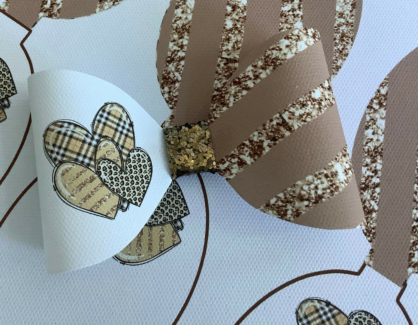 Childrens 4" Heart Gold Glitter Hair Bows 2pk