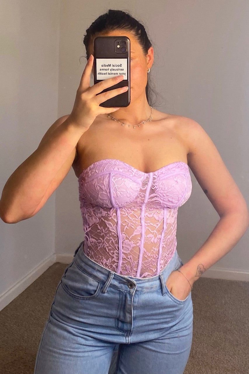 Lilac lace bodysuit online