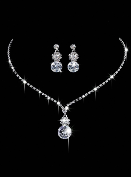 2 Piece Zinc Alloy Necklace & Earrings Bridal Set